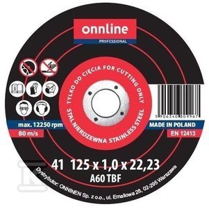ONNLINE Tarcza do cięcia INOX 125x1x22 ONNLINE Tarcza do cięcia INOX 125x1x22