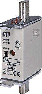 ETI Wkładka topikowa NH000 gG 35A/500V KOMBI 004181209