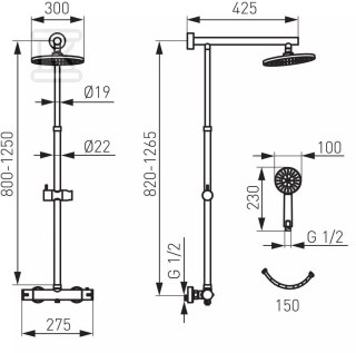 Bateriotherm Zestaw prysznicowy Trevi TRV7U