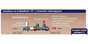 Jednośrubowe ciśnieniowe przyłącze do instalacji wodnej