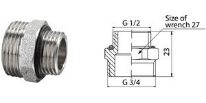 Adapter Niklowany G1/2" do G3/4"